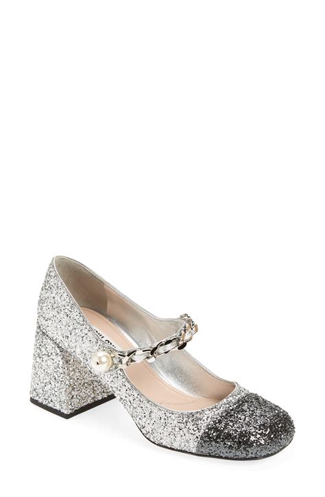 miu miu glitter mary jane|Women's pumps shoes .